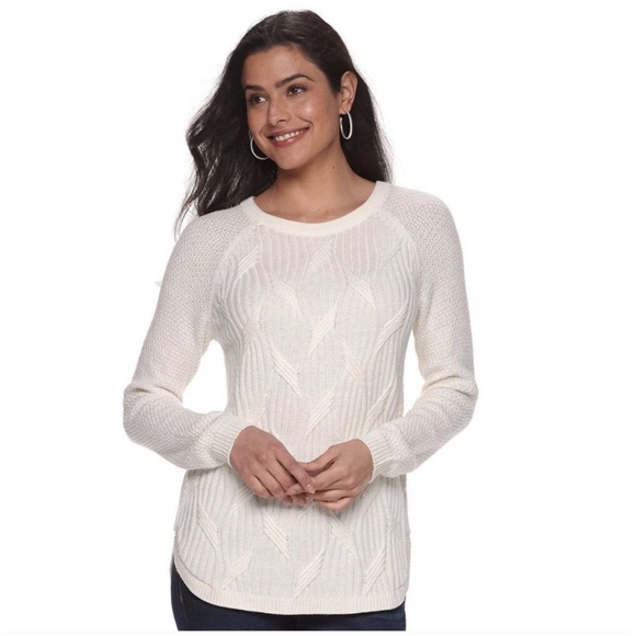 SONOMA Kohl’s Sweater Cable Knit Tunic Crewneck M